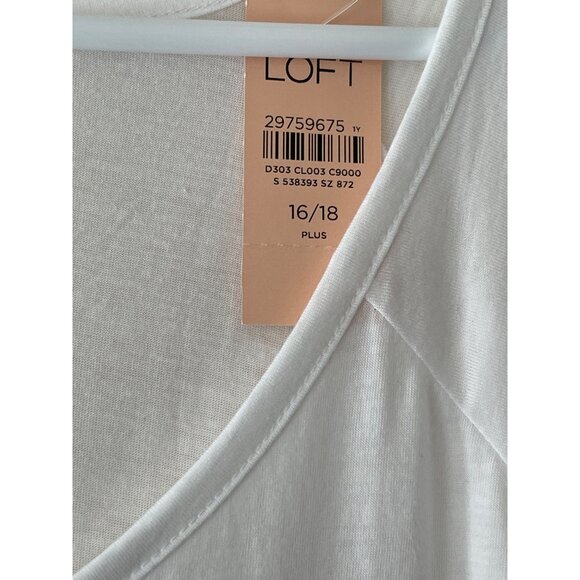 Loft Womens Plus Size White Short Sleeve T-Shirt 16/18 Soft Cotton Blend NEW - Picture 3 of 6